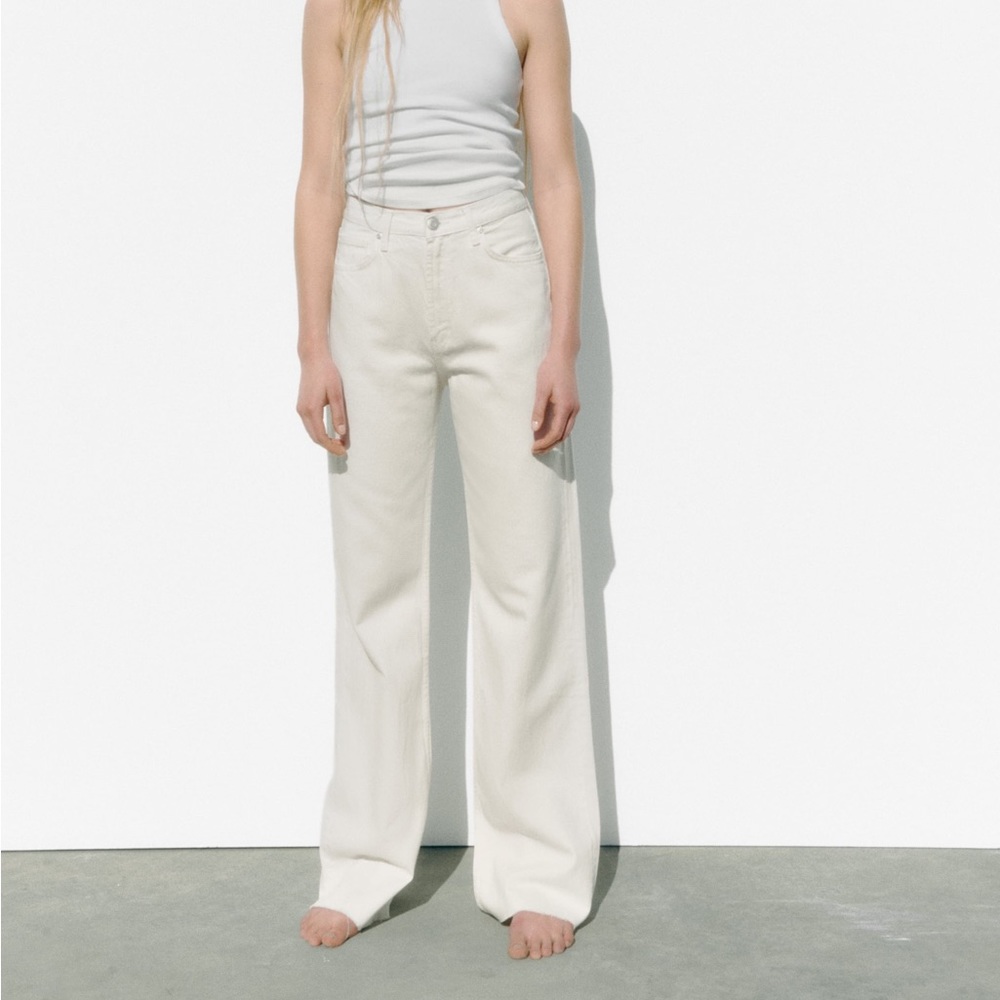 ZARA white wide leg jeans